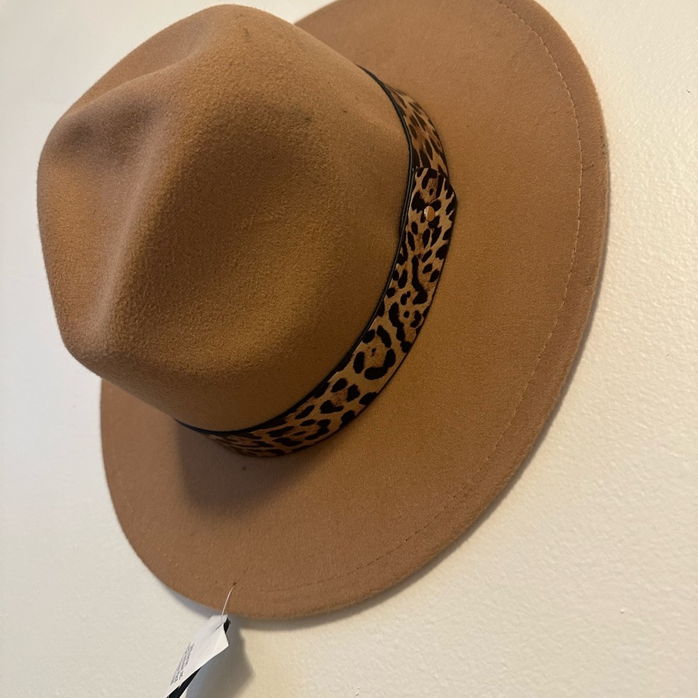 Tan animal print hat